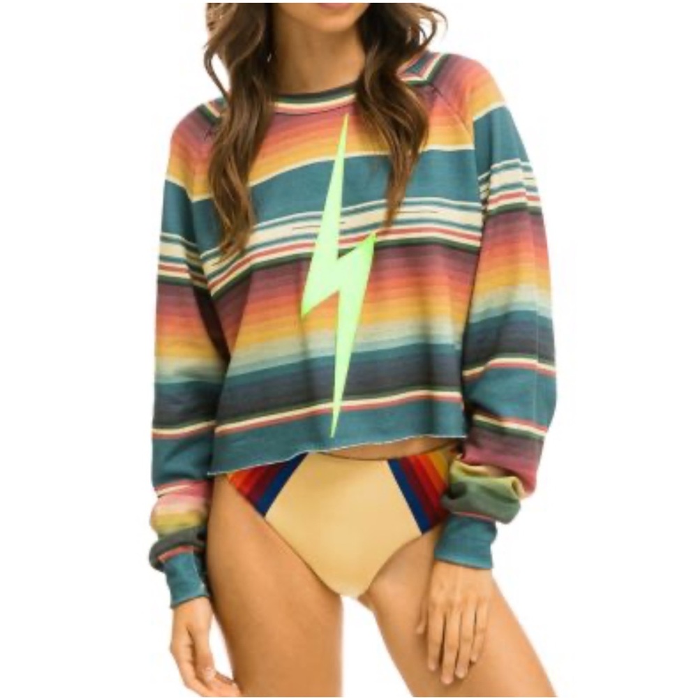 AVIATOR NATION serape bolt sweatshirt rainbow cropped XS - Picture 1 of 6